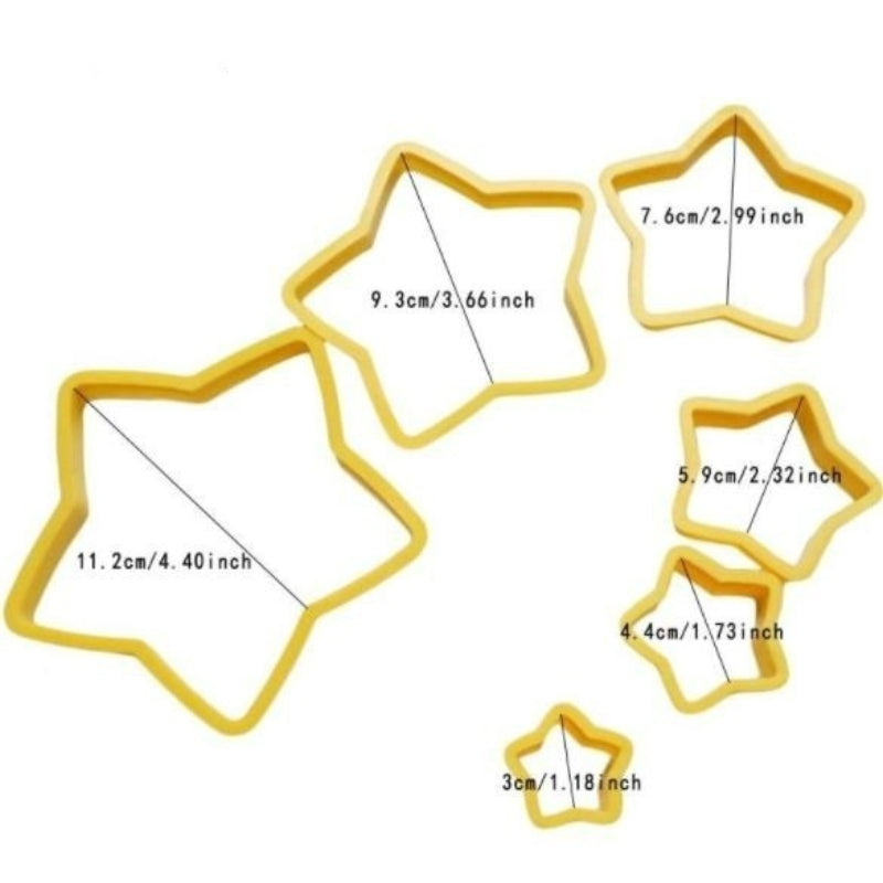 6pcs Star Shaped Cookie Cutters Plastic Biscuit Molds Kitchen Gadgets