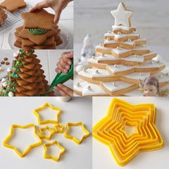 6pcs Star Shaped Cookie Cutters Plastic Biscuit Molds Kitchen Gadgets