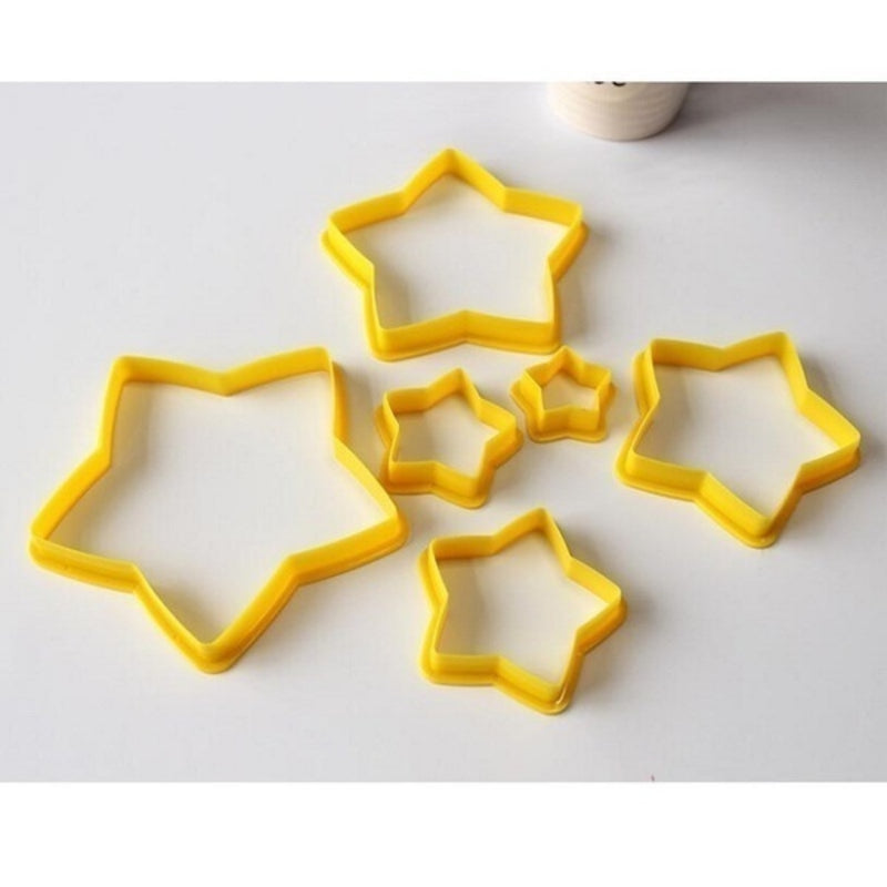 6pcs Star Shaped Cookie Cutters Plastic Biscuit Molds Kitchen Gadgets