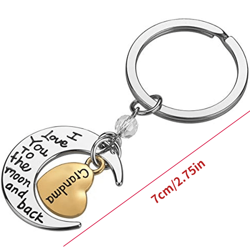 Grandma Moon Shape Key Ring Small Gift Keychain Backpack Pendant Ornament