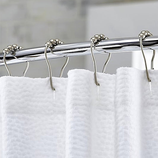 12pcs Stainless Steel Shower Curtain Hook Roller Ring Metal Shower Rings Hooks