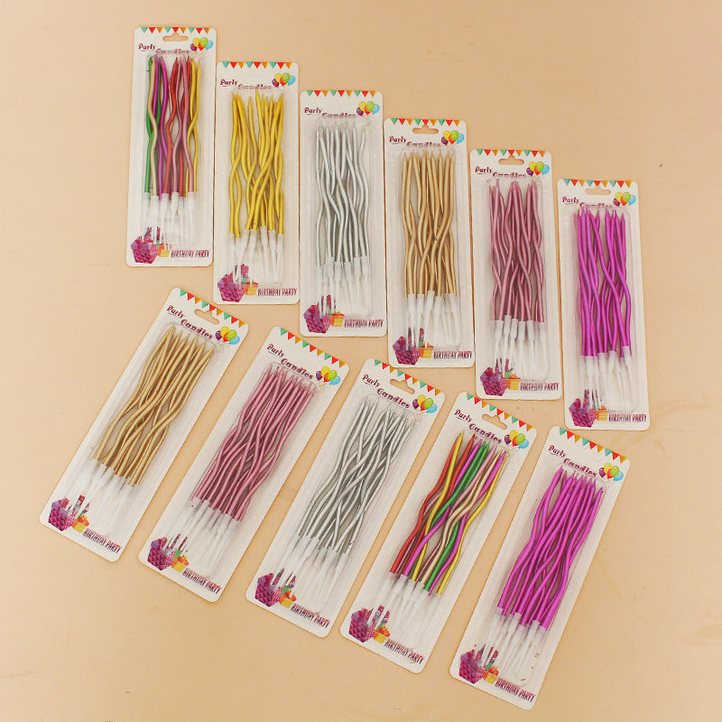 Colorful Bday Candles 12ct Party Golden Pencil Cake Baking