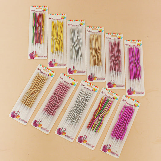 Colorful Bday Candles 12ct Party Golden Pencil Cake Baking
