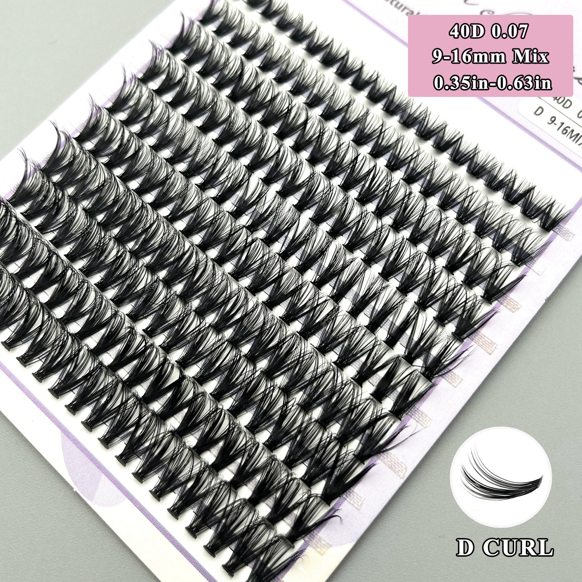 280Pcs Cluster Individual Eyelashes D Curling Mix 9-16mm Extensions DIY