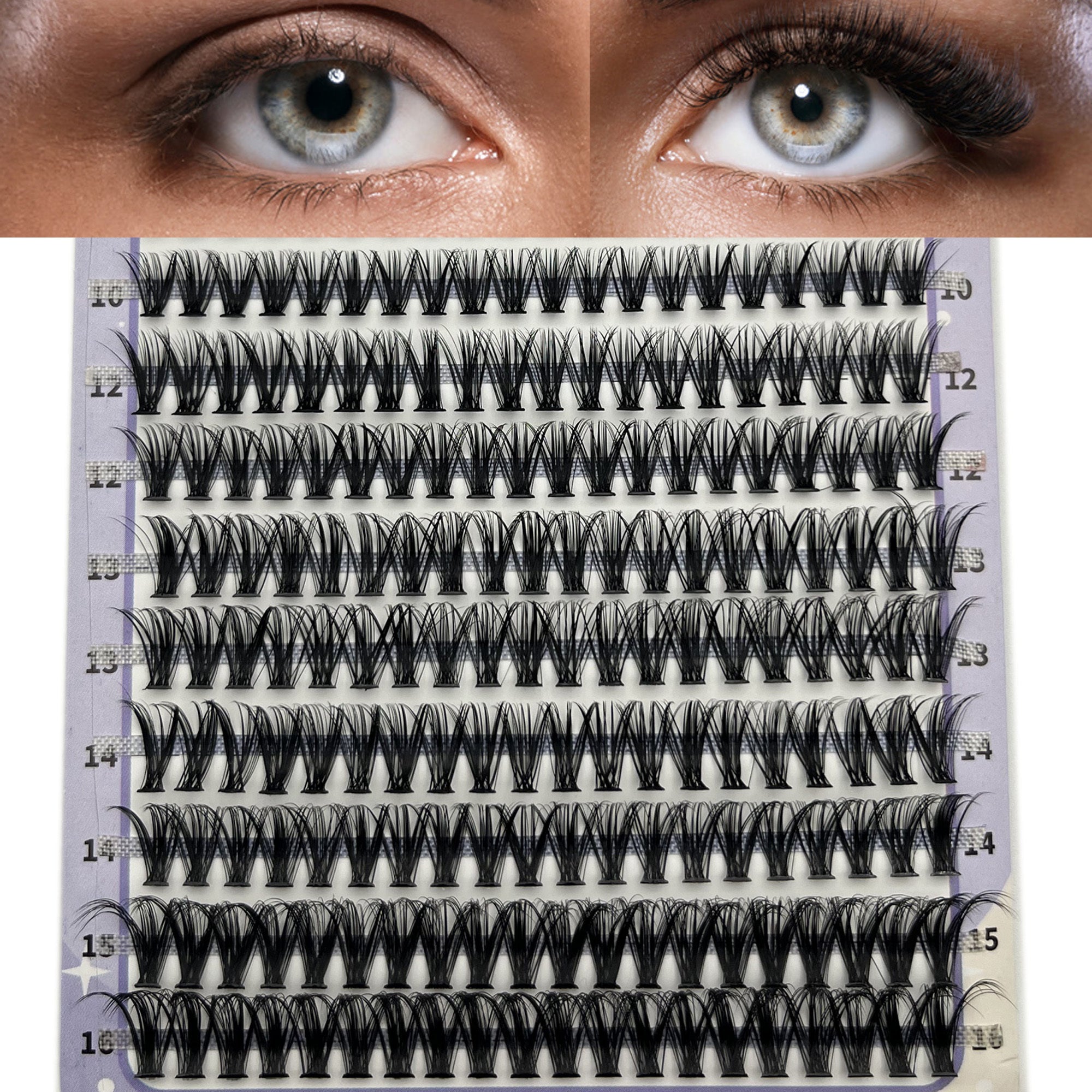 280Pcs Cluster Individual Eyelashes D Curling Mix 9-16mm Extensions DIY