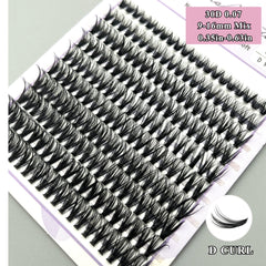 280Pcs Cluster Individual Eyelashes D Curling Mix 9-16mm Extensions DIY