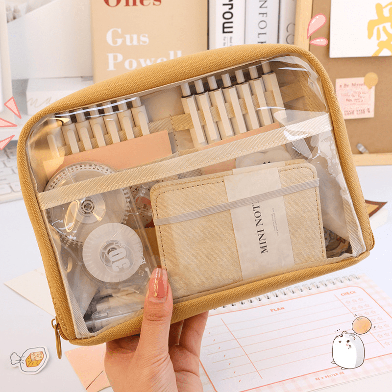 Transparent Large Capacity Pencil Bag Clear Pencil Case & School Supplies