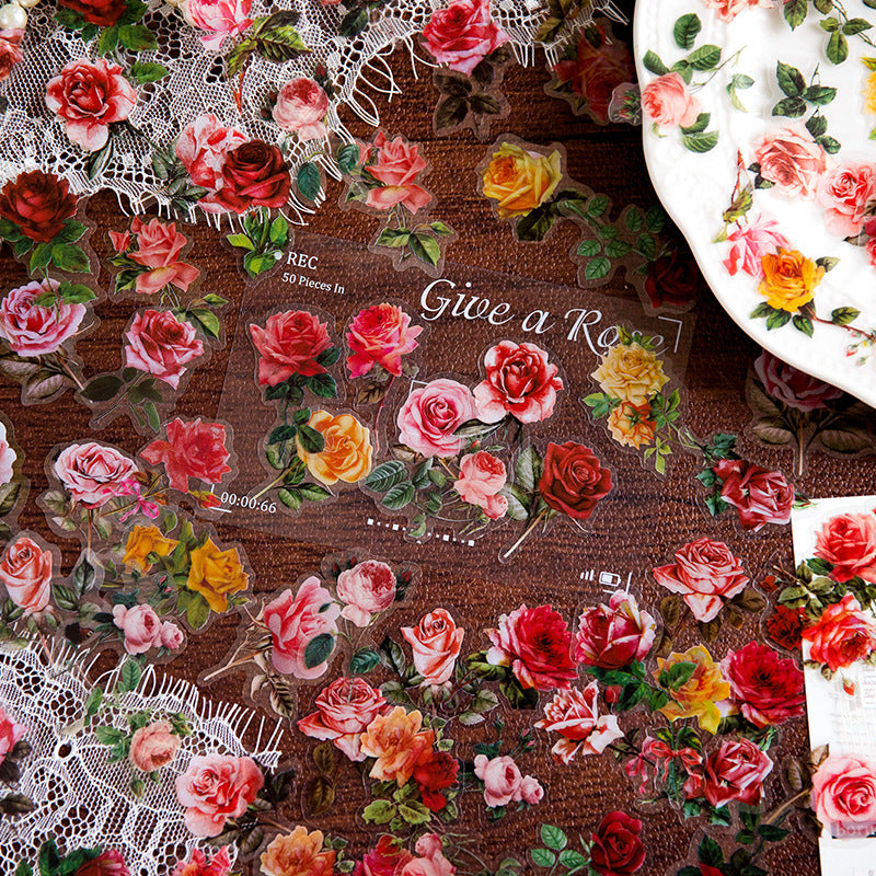 100pcs Flower Stickers Scrapbooking Junk Journal Diary Decorations