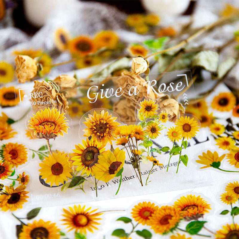100pcs Flower Stickers Scrapbooking Junk Journal Diary Decorations