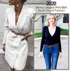 Leopard Print Thin Belt Classic Pin Buckle PU Leather Jeans Pants Belt