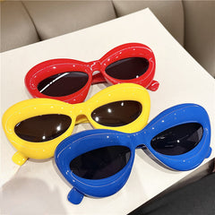 Men's Irregular Alien Glasses With Case Candy Cat Eye Sunglasses