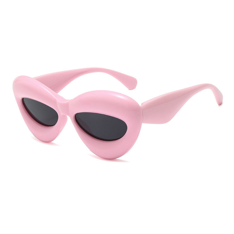 Men's Irregular Alien Glasses With Case Candy Cat Eye Sunglasses