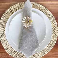 Stainless Steel Bee and Daisy Napkin Rings for Weddings and Parties