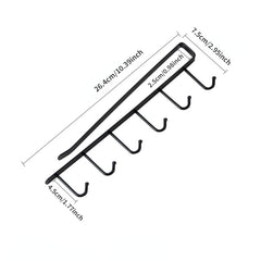 6 Hook Under Cabinet Storage Rack Kitchen Accessory for Mugs & More