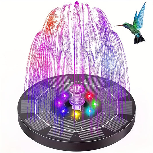 3W LED Solar Bird Bath Fountains, 1500mAh Pump, 6 Nozzles, 6 Styles