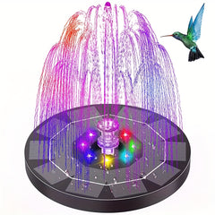 3W LED Solar Bird Bath Fountains, 1500mAh Pump, 6 Nozzles, 6 Styles