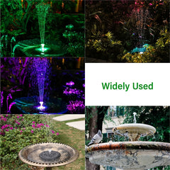 3W LED Solar Bird Bath Fountains, 1500mAh Pump, 6 Nozzles, 6 Styles