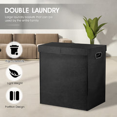 135L Double Laundry Hamper with Removable Bags - Portable and Spacious