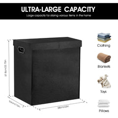 135L Double Laundry Hamper with Removable Bags - Portable and Spacious