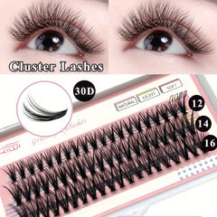 60pcs Cluster Lashes 10-40D 8-16mm C Curling Soft False Eyelashes DIY Extension