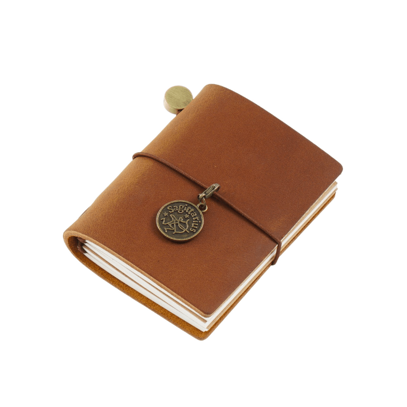 Vintage Mini Leather Notebook - Portable Travel Diary for Men and Women