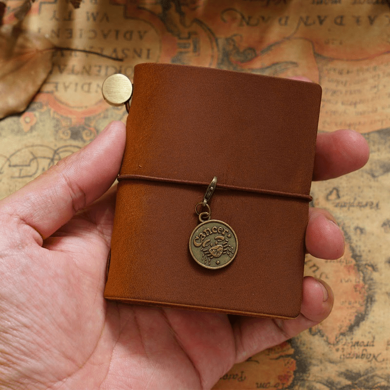 Vintage Mini Leather Notebook - Portable Travel Diary for Men and Women