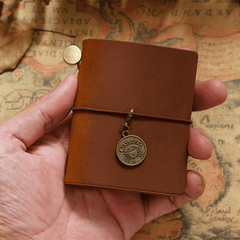 Vintage Mini Leather Notebook - Portable Travel Diary for Men and Women