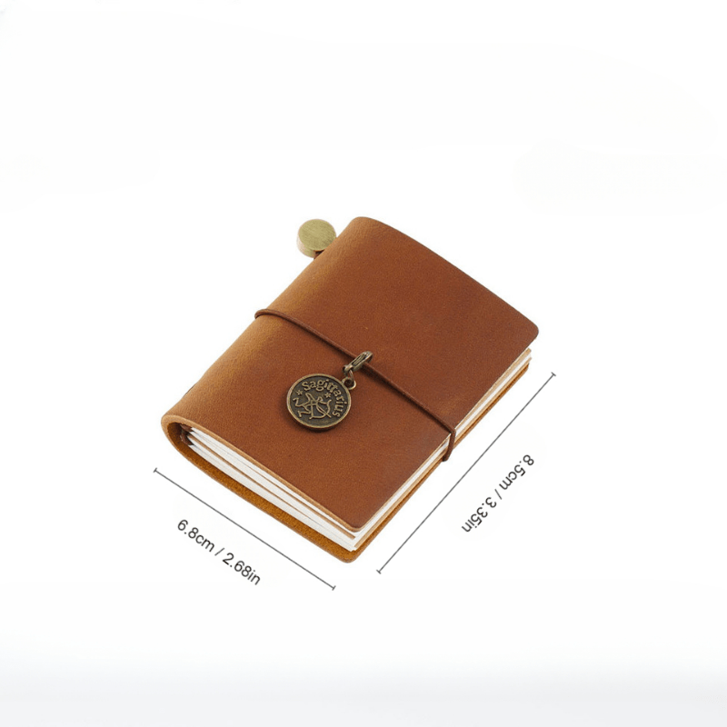 Vintage Mini Leather Notebook - Portable Travel Diary for Men and Women