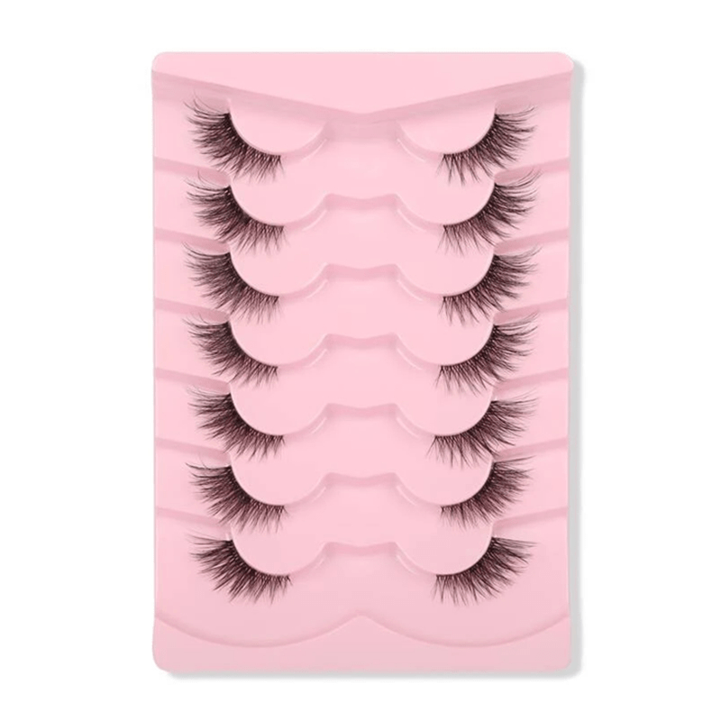 7 Pairs Cat Eye False Eyelashes for Slender Curling Look