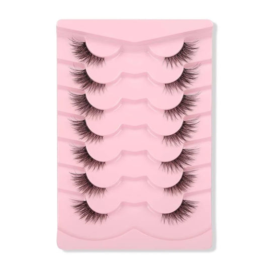7 Pairs Cat Eye False Eyelashes for Slender Curling Look