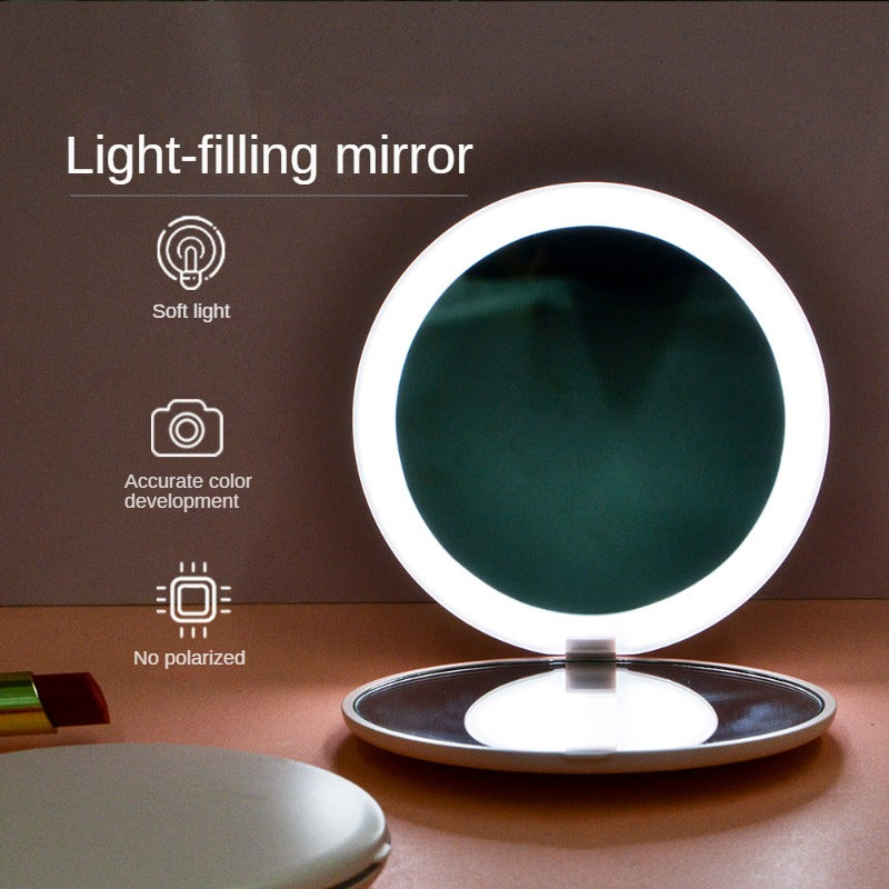 LED Compact Mirror for Handbag and Travel, Round Light Up Pocket Mirror