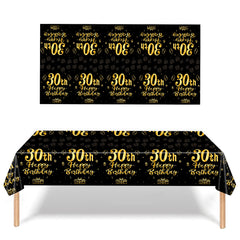 18 Years Old Theme Happy Birthday & Golden Tablecloth for Bar Mitzvah Party