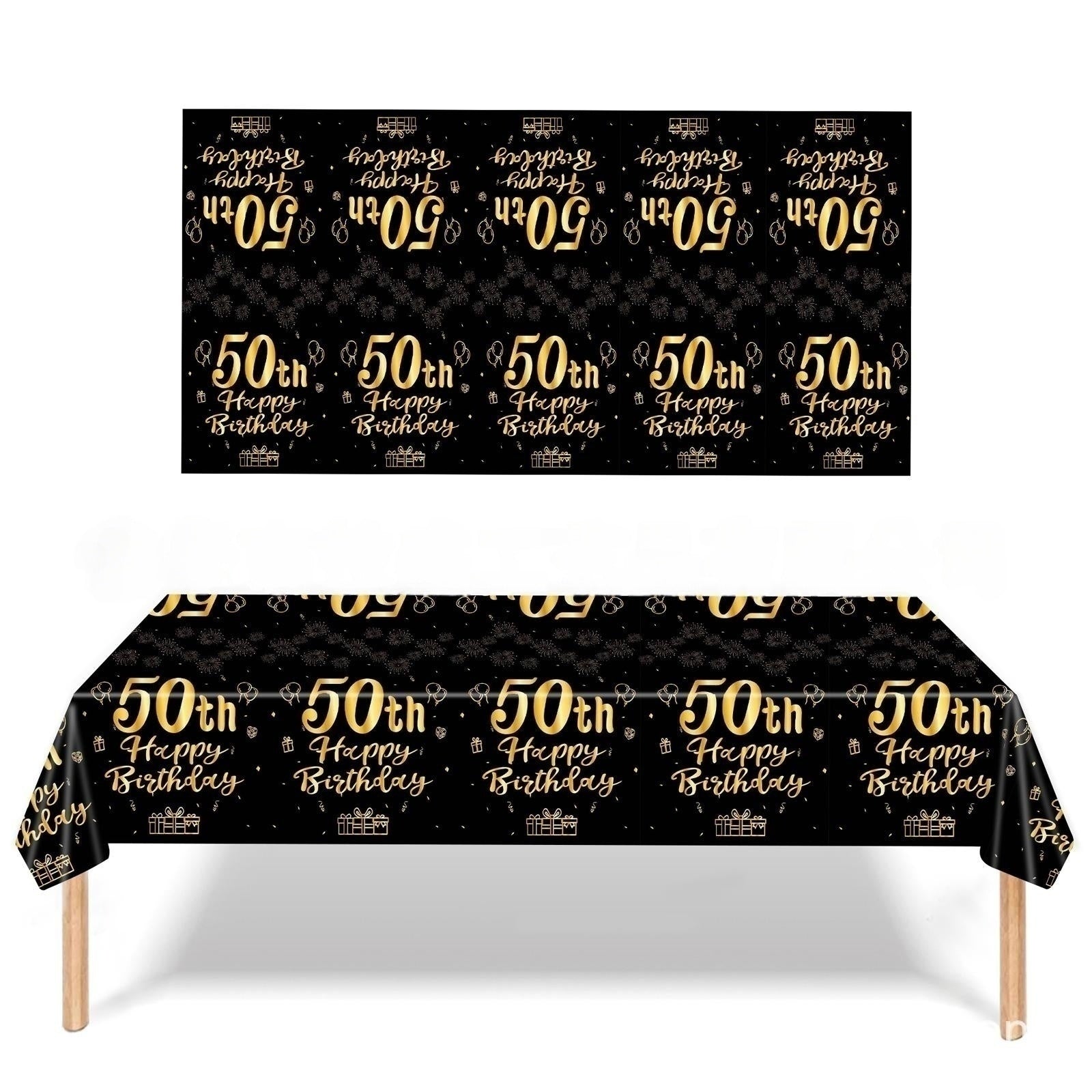 18 Years Old Theme Happy Birthday & Golden Tablecloth for Bar Mitzvah Party