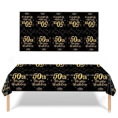18 Years Old Theme Happy Birthday & Golden Tablecloth for Bar Mitzvah Party