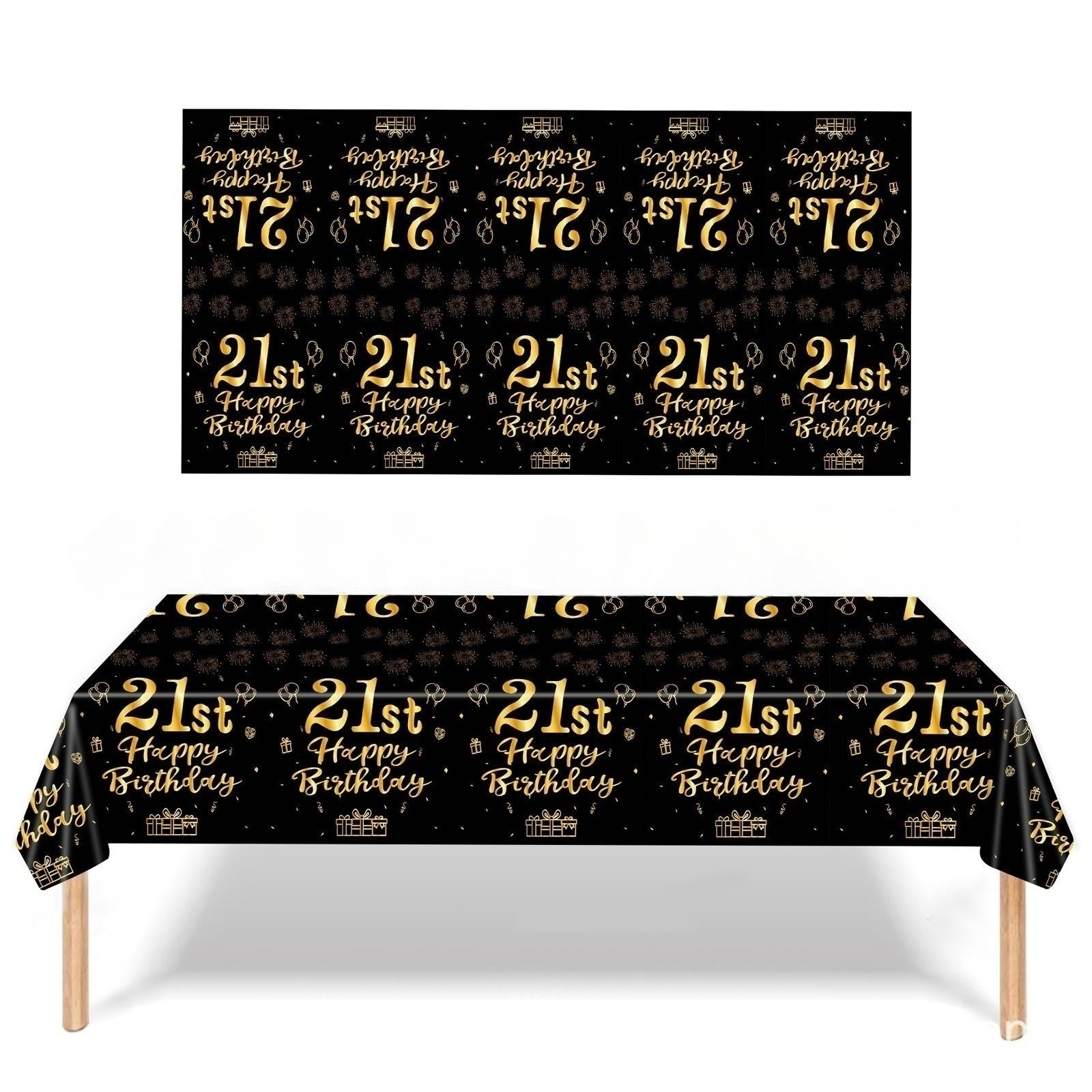 18 Years Old Theme Happy Birthday & Golden Tablecloth for Bar Mitzvah Party
