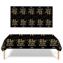18 Years Old Theme Happy Birthday & Golden Tablecloth for Bar Mitzvah Party