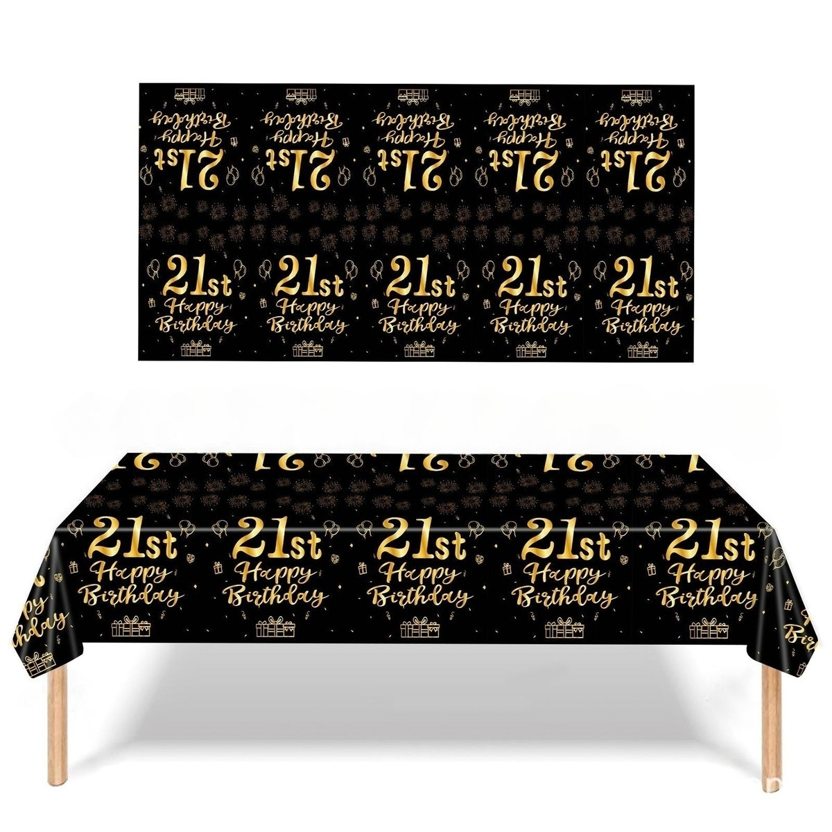 18 Years Old Theme Happy Birthday & Golden Tablecloth for Bar Mitzvah Party