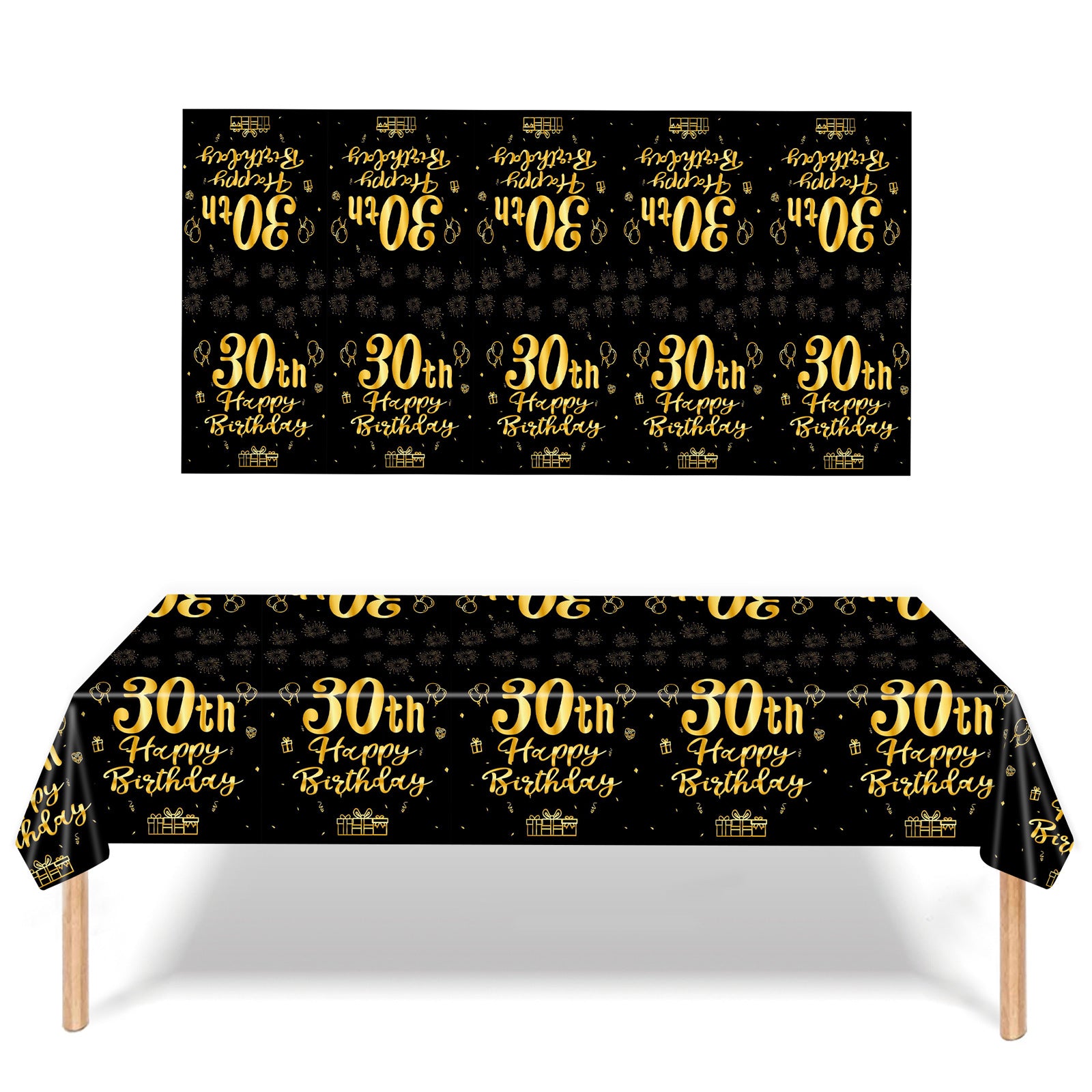 18 Years Old Theme Happy Birthday & Golden Tablecloth for Bar Mitzvah Party