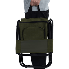 Portable Foldable Chair With Cooler Bag Lightweight Backrest Stool