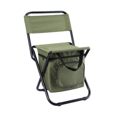 Portable Foldable Chair With Cooler Bag Lightweight Backrest Stool