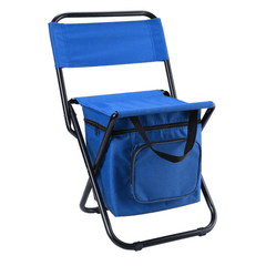 Portable Foldable Chair With Cooler Bag Lightweight Backrest Stool