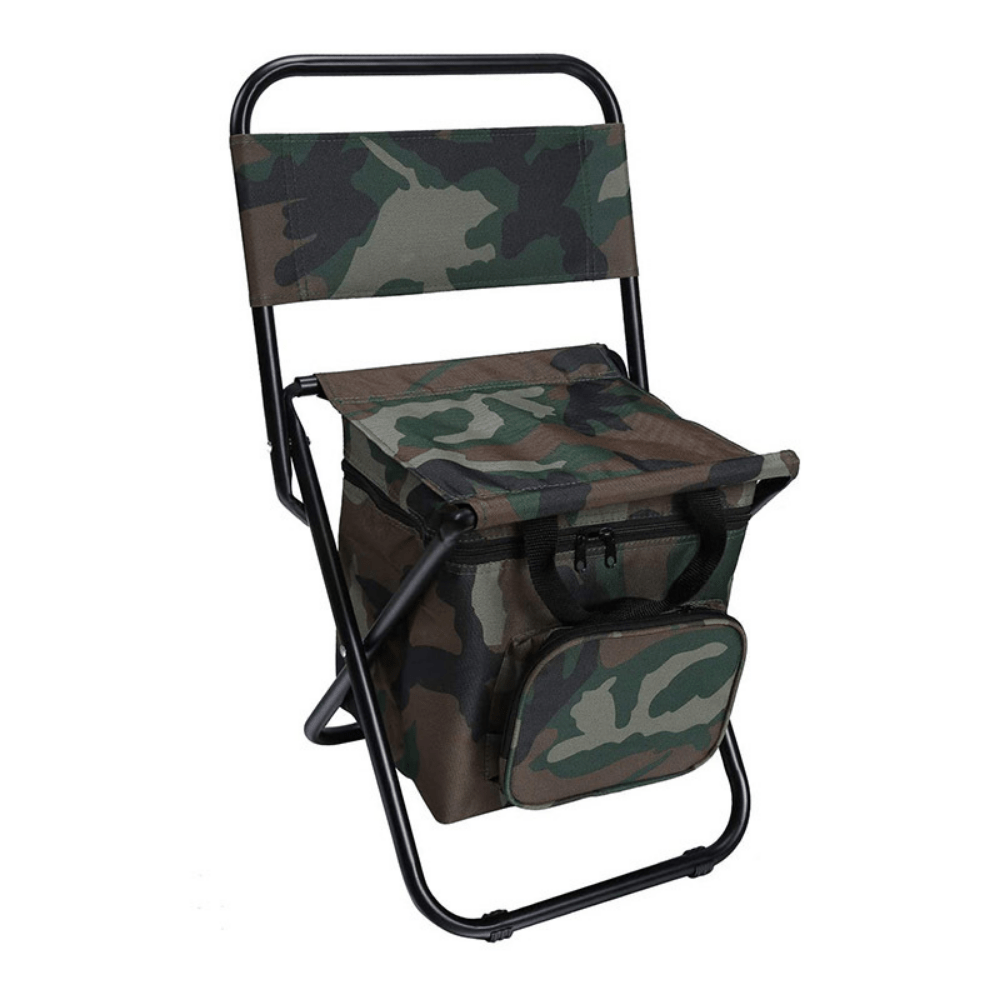 Portable Foldable Chair With Cooler Bag Lightweight Backrest Stool