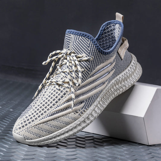 Men's Knitted Lace Up Sneakers Assorted Colors Outdoor Walking Shoes
