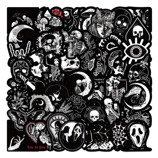 50pcs Dark Gothic Cartoon Stickers Pack for Laptop Phone Skateboard