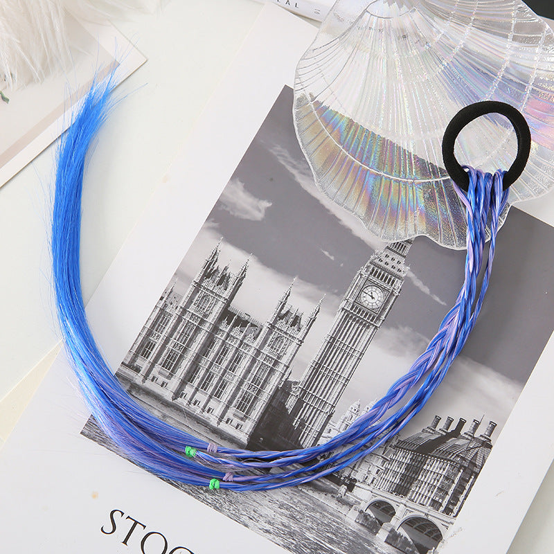 Colorful Hair Bands Hair Extensions For Kids Girls Braid Wigs Ponytail