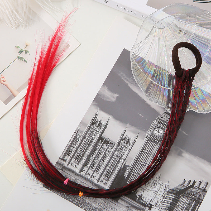 Colorful Hair Bands Hair Extensions For Kids Girls Braid Wigs Ponytail