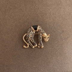 Vintage Baroque Leopard Head Pin Brooch