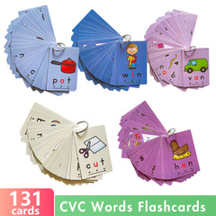 Phonics Flashcard 131pcs CVC Words Vowel Consonant Vowel Learning Supplies