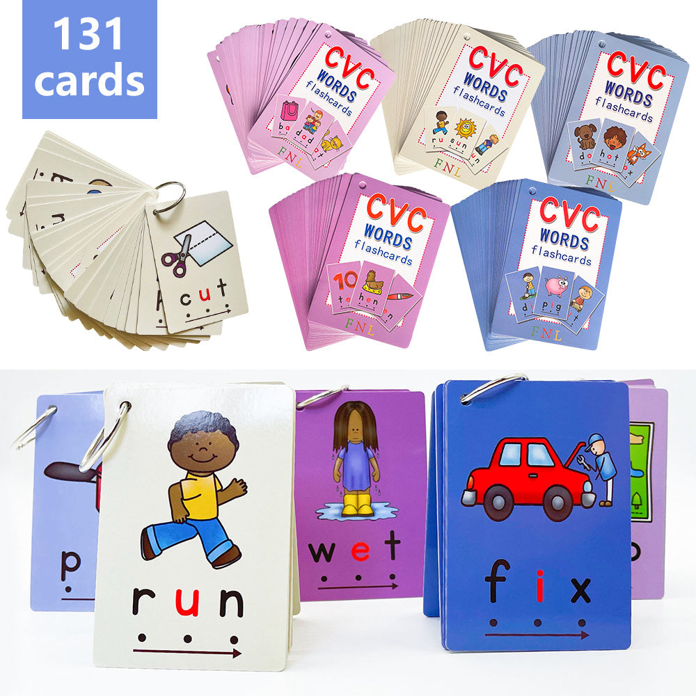 Phonics Flashcard 131pcs CVC Words Vowel Consonant Vowel Learning Supplies