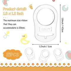 15-Piece Silicone Baby Pacifier Clip Set